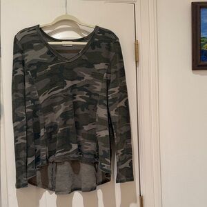 Camo Long Sleeve waffle textured Women's Top